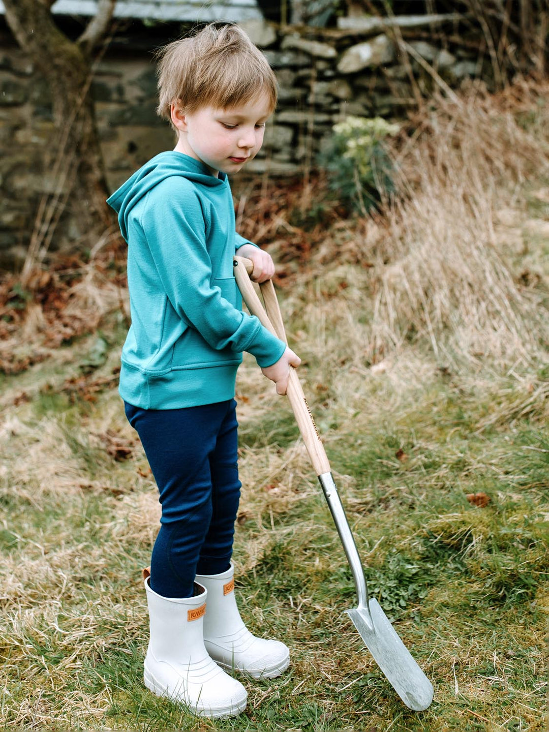 Kids merino hoodie green boy #colour_wild-green