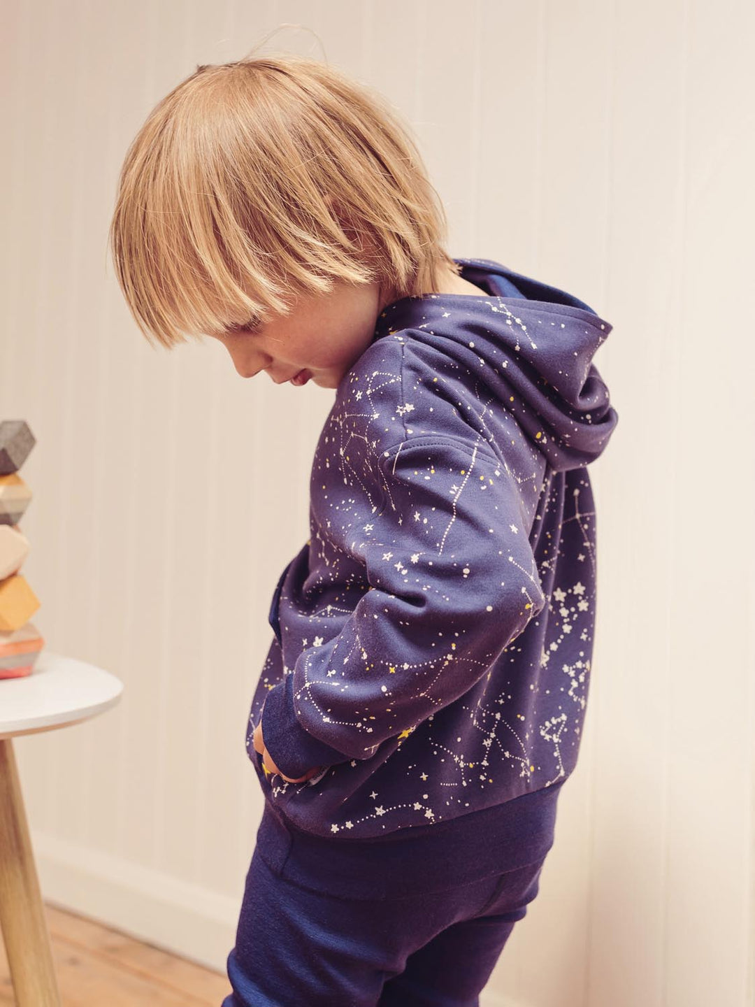 Kids Merino Reversible Hoody Superlove Merino navy stars side #colour_superstar