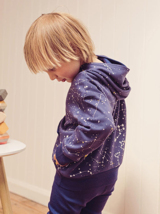 Kids Merino Reversible Hoody Superlove Merino navy stars side #colour_superstar