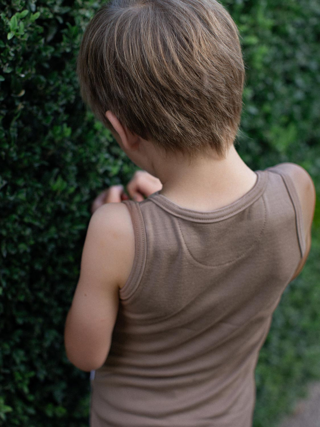 Kids Merino Vest Top Superlove Merino beige neutral back #colour_pebble