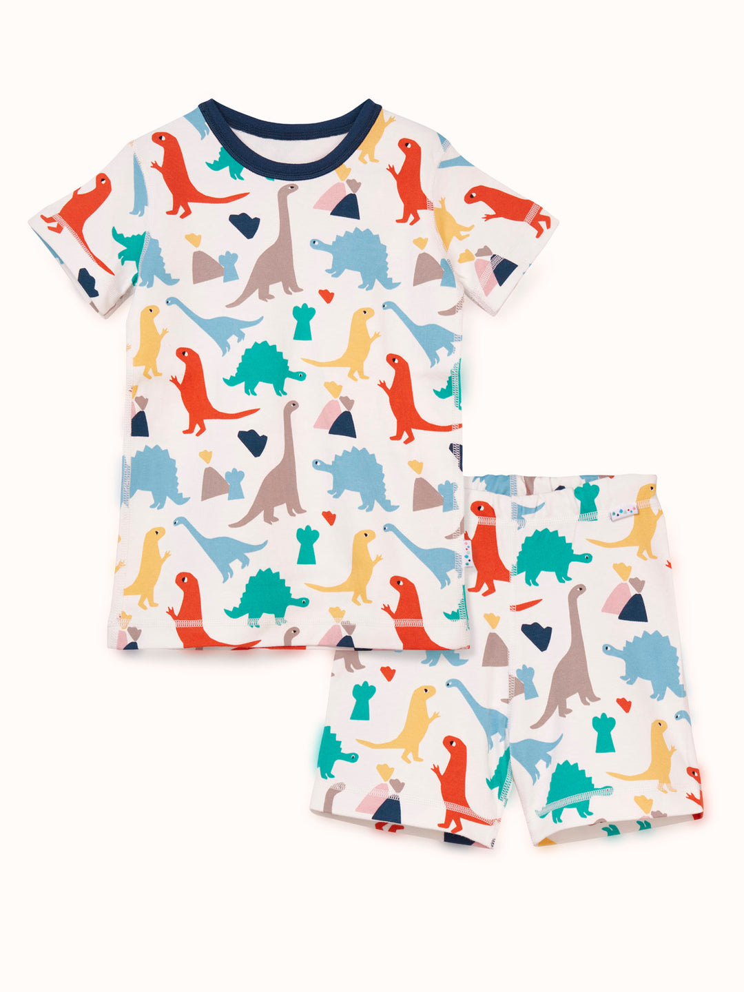 organic cotton kids shortie pyjama PJ #colour_dinosaurs