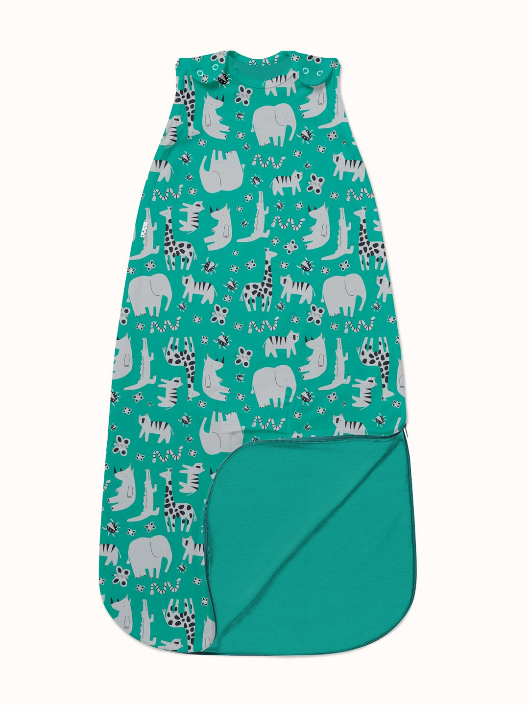 Merino baby sleeping bag green safari animal organic #colour_on-safari