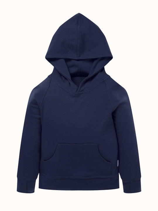 Merino kids hoodie navy #colour_french-navy