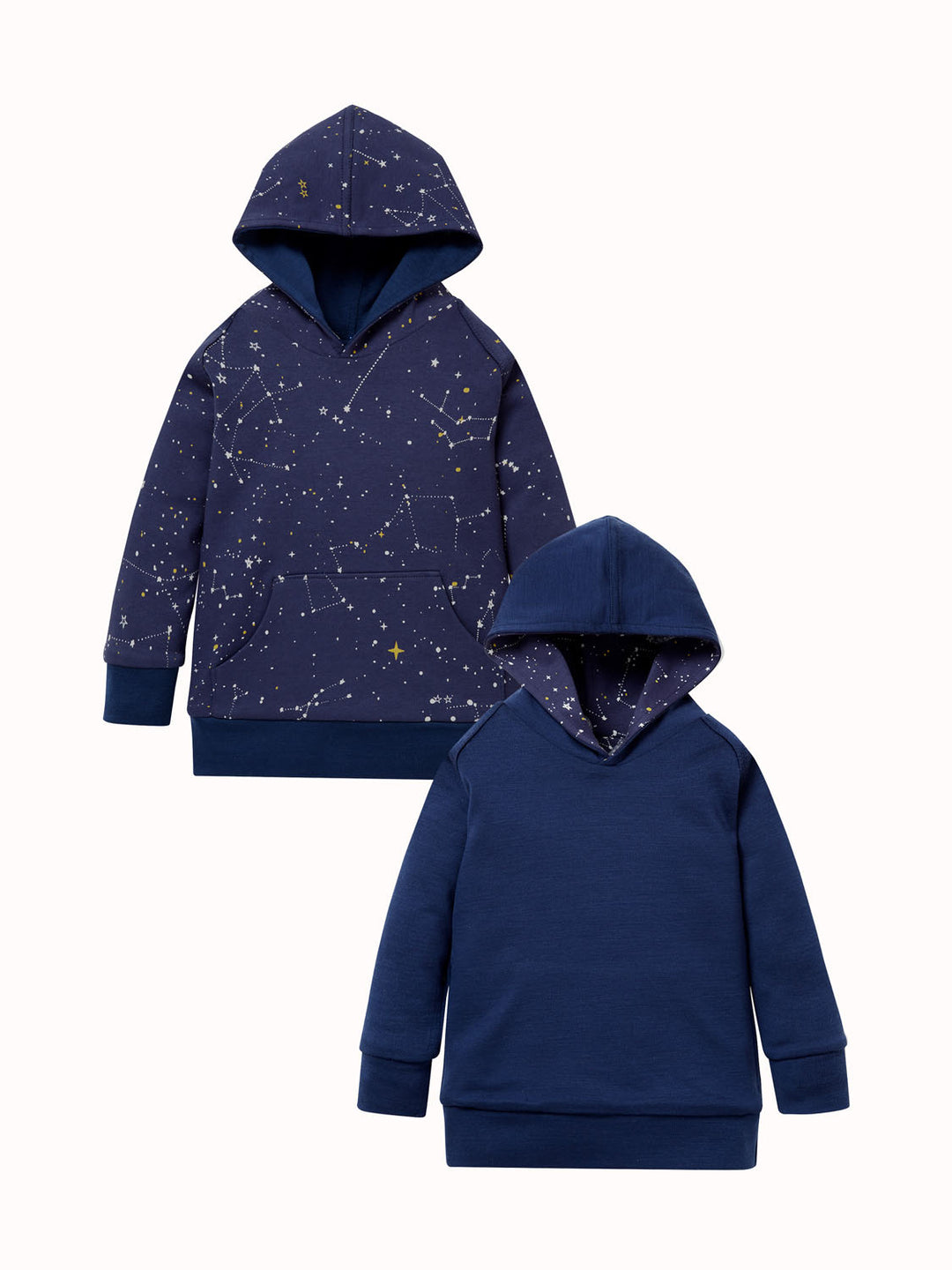 Kids Merino Reversible Hoody Superlove Merino navy stars #colour_superstar