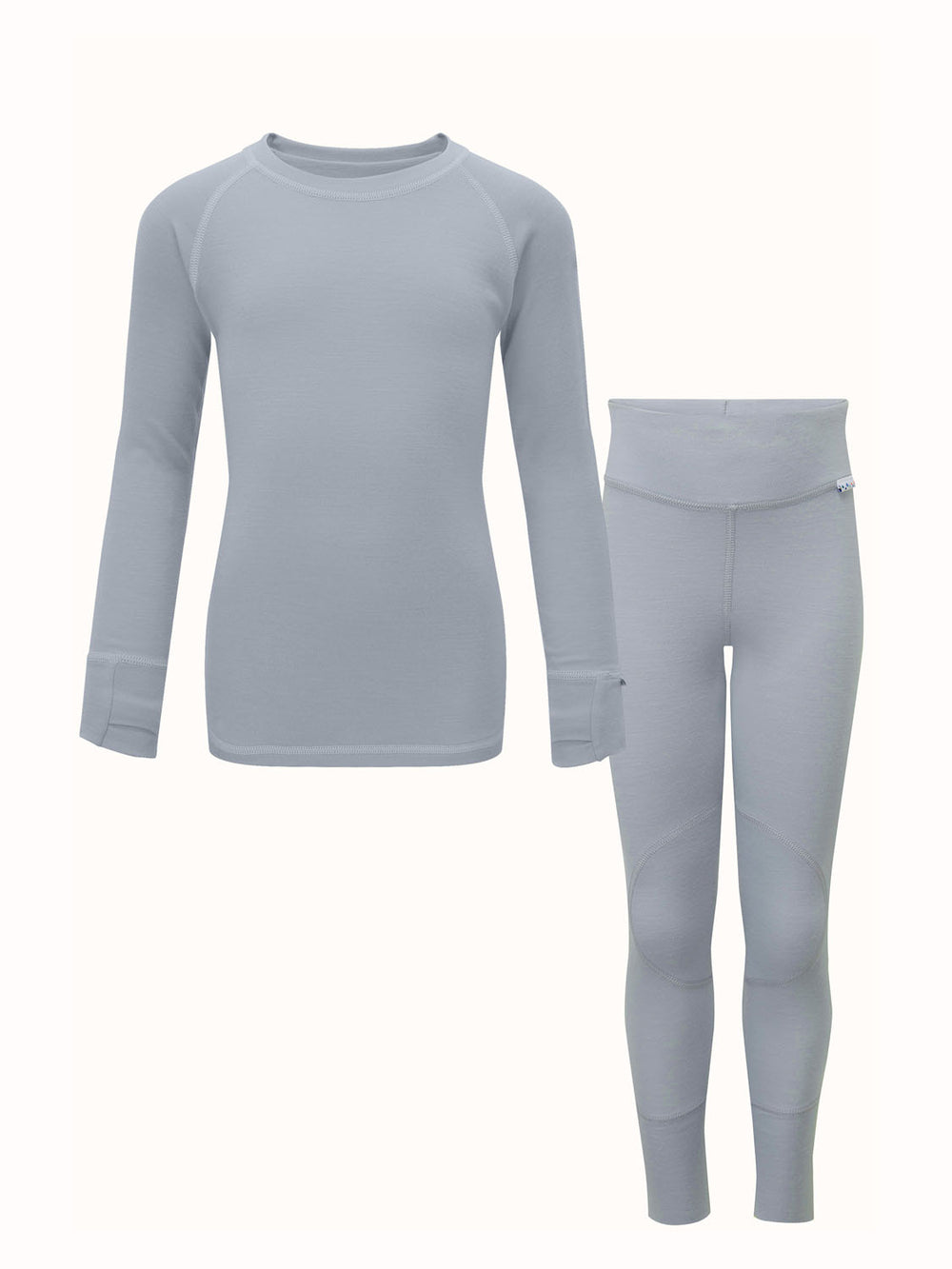 Merino wool kids thermal baselayer pyjama set in cloud-grey #colour_cloud-grey