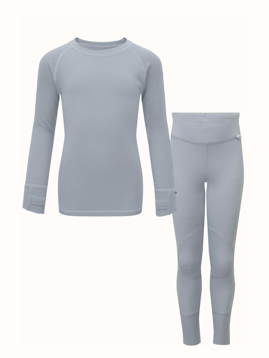 Merino wool kids thermal baselayer pyjama set in cloud-grey #colour_cloud-grey