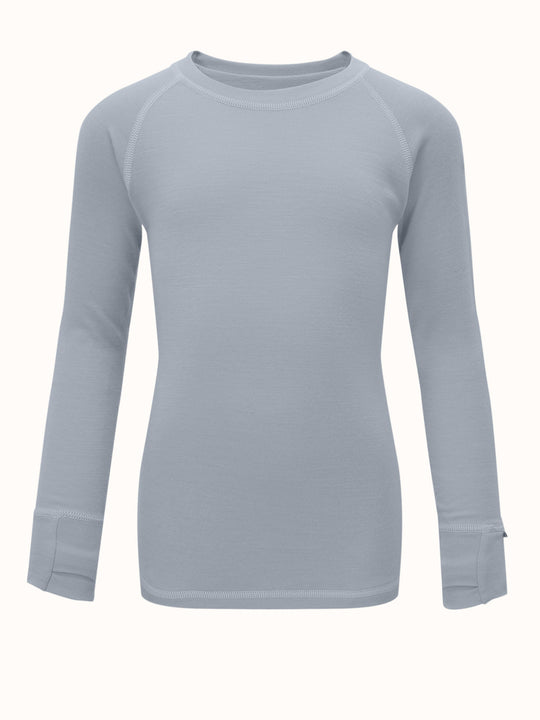 Merino kids thermal baselayer top grey #colour_cloud-grey