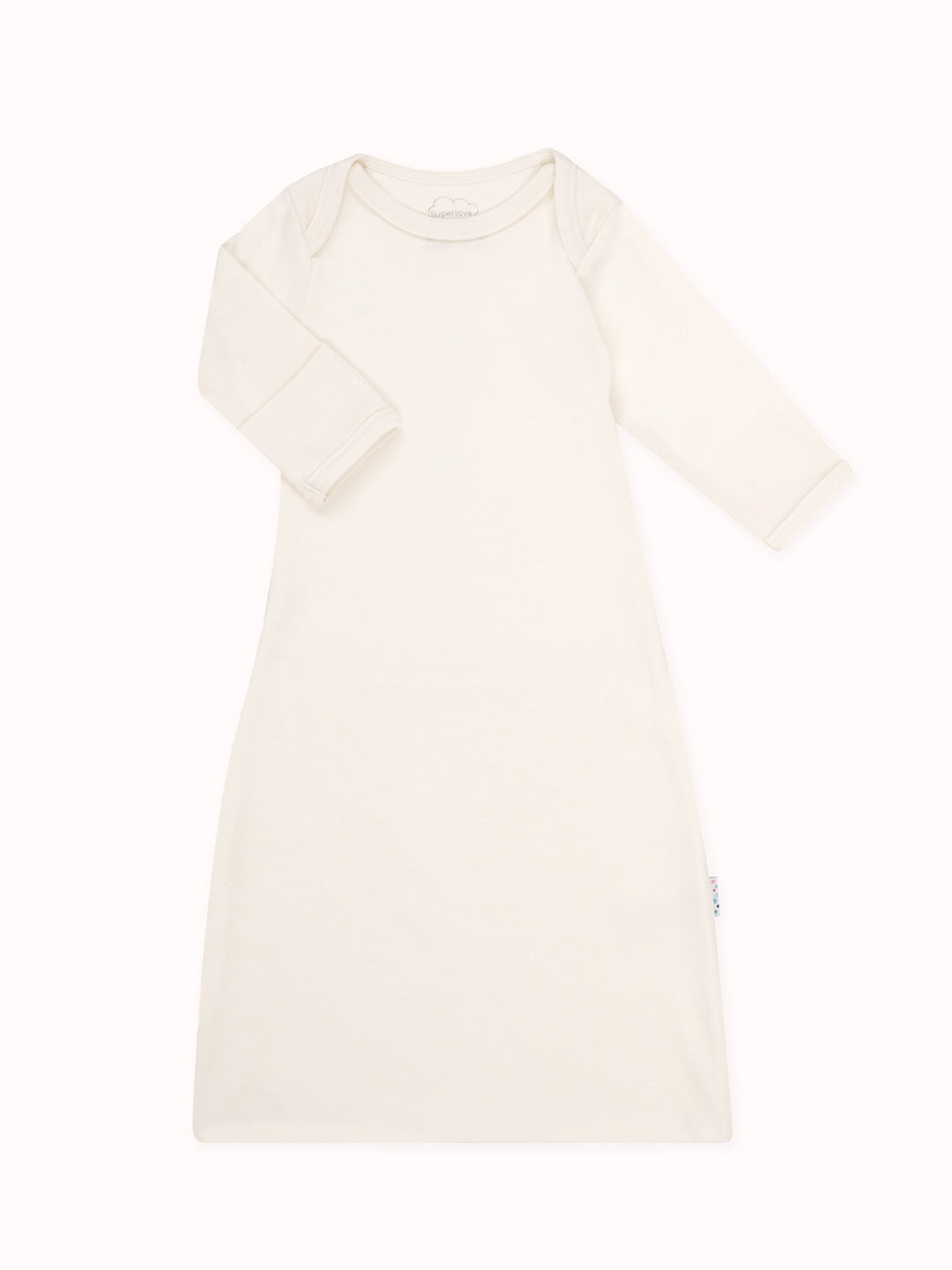 Newborn baby merino sleep gown white #colour_pure-ivory