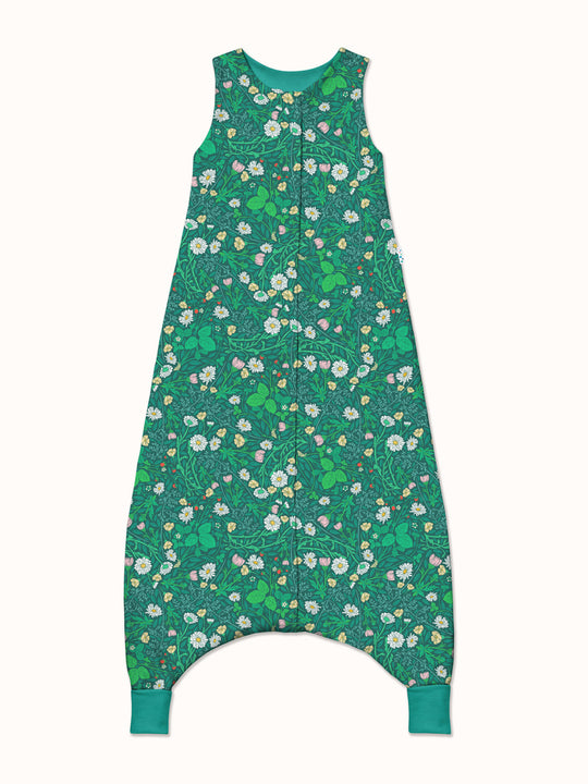 Merino toddler sleeping bag with feet floral green #colour_secret-garden