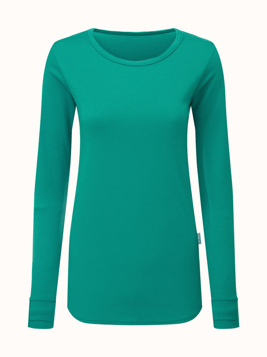 Merino womens baselayer thermal top green #colour_wild-green