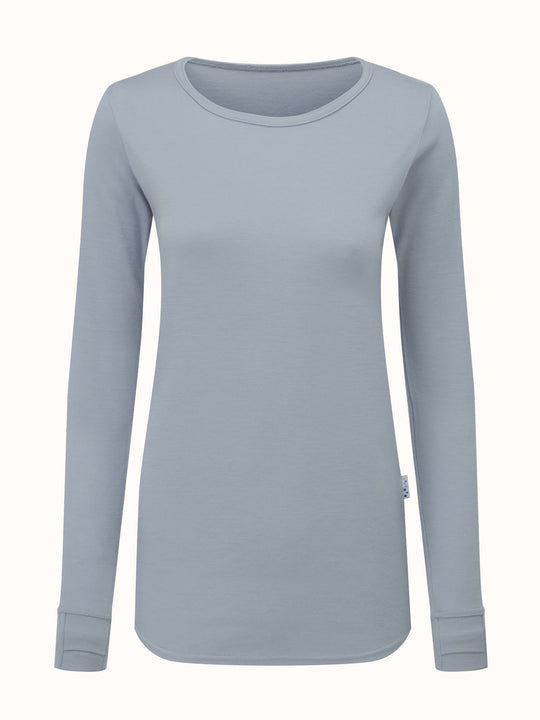 Merino womens baselayer thermal top grey #colour_cloud-grey