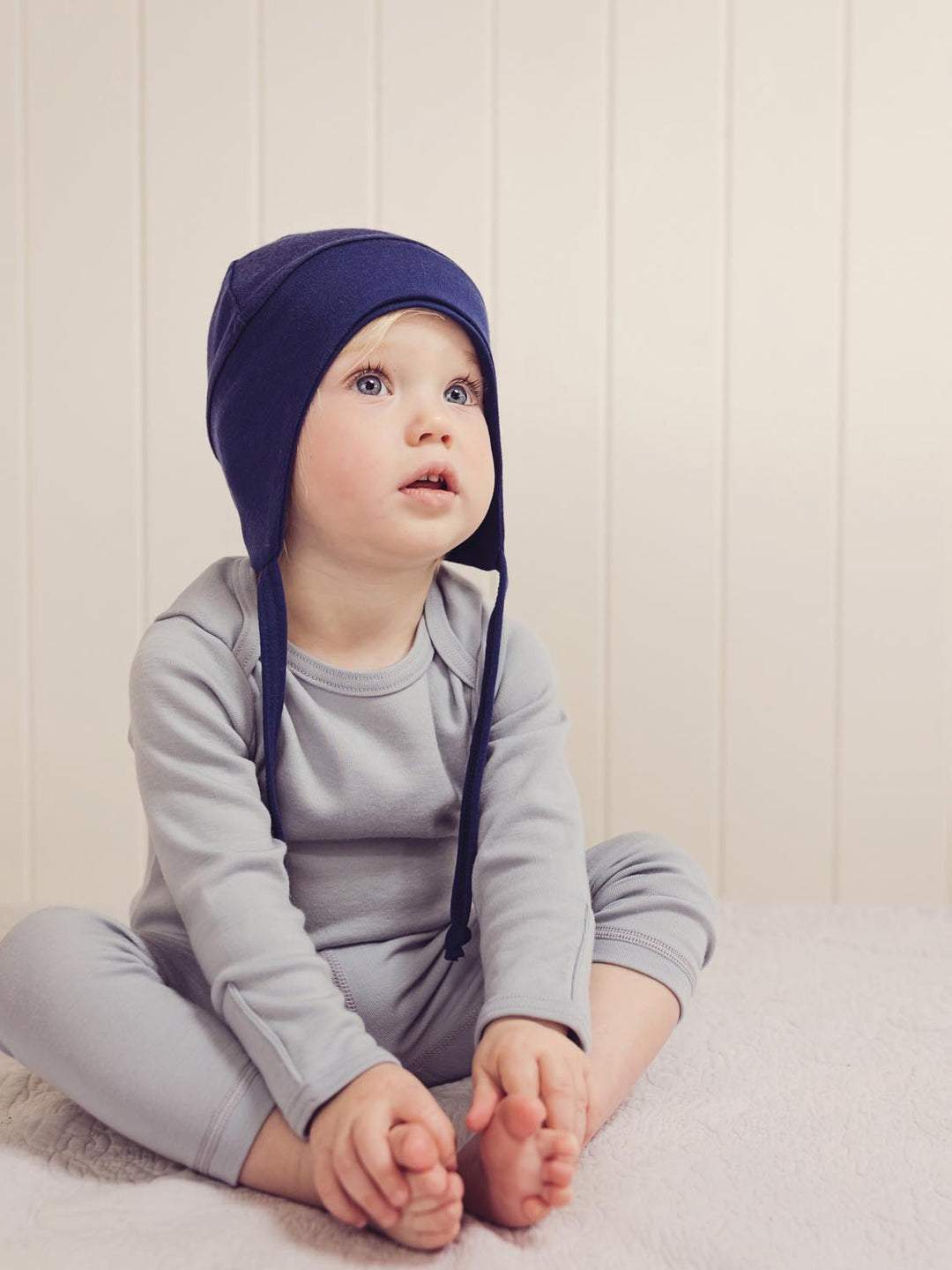 Merino Baby & Toddler Reversible Hat Accessory Superlove Merino navy angle #colour_french-navy