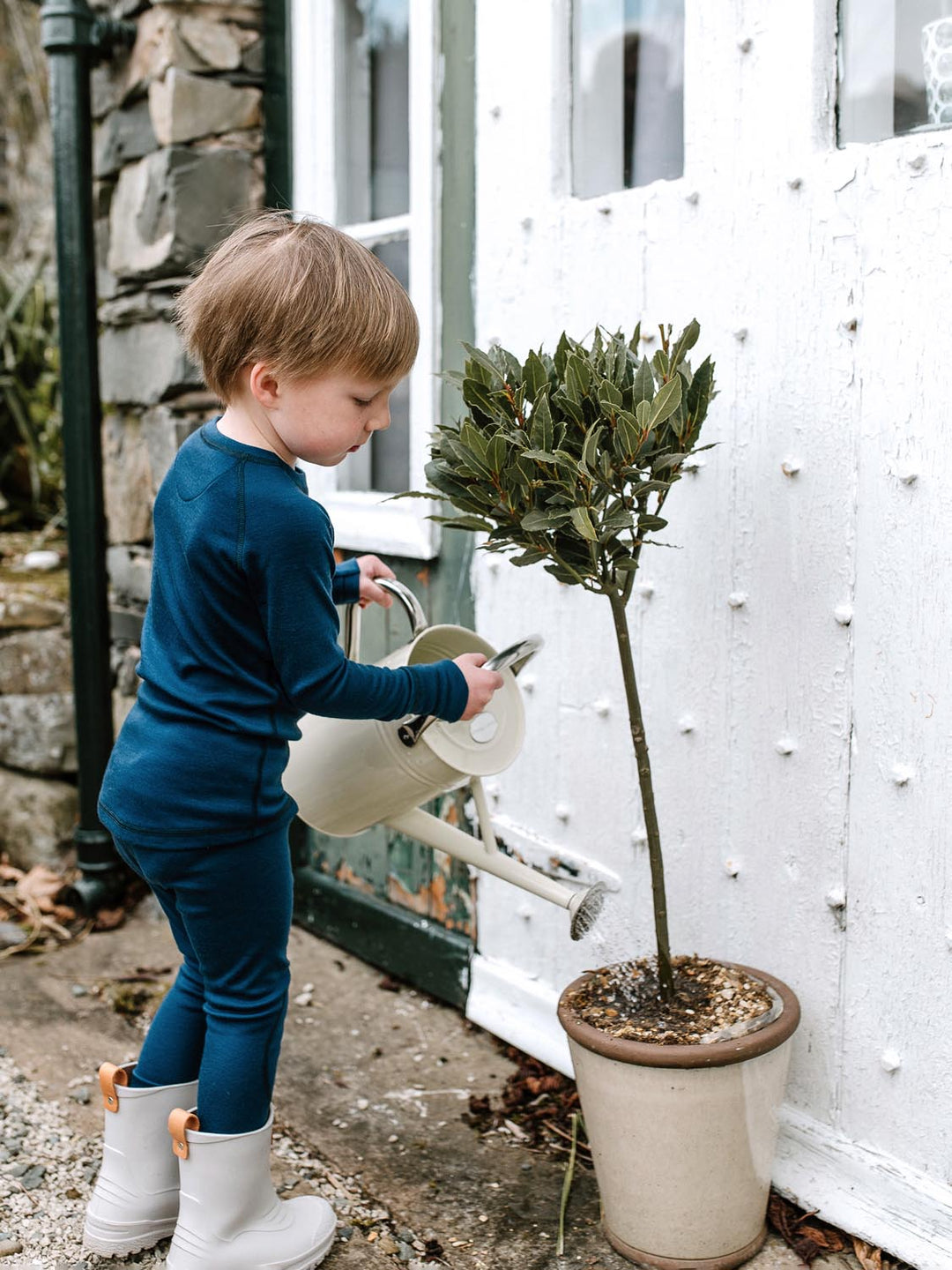 kids merino base layer thermals navy back #colour_french-navy