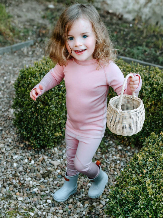 kids merino thermal base layer pink side #colour_vintage-rose