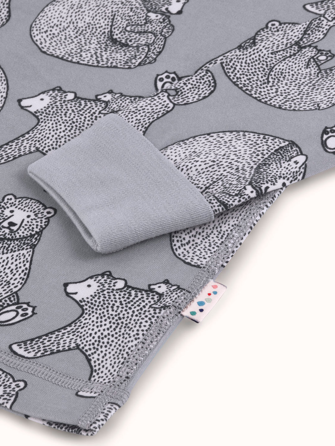 organic cotton kids pyjama PJ swatch #colour_bearhugs-cloud-grey