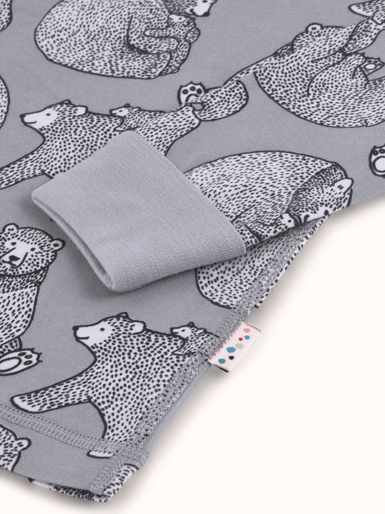 organic cotton kids pyjama PJ swatch #colour_bearhugs-cloud-grey