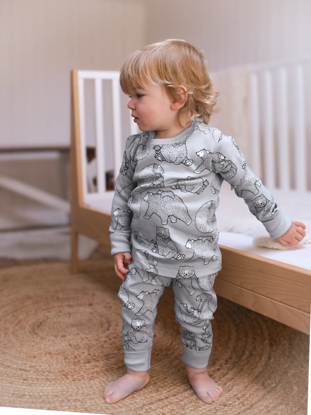organic cotton kids pyjama PJ side #colour_bearhugs-cloud-grey