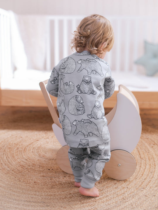 organic cotton kids pyjama PJ back #colour_bearhugs-cloud-grey