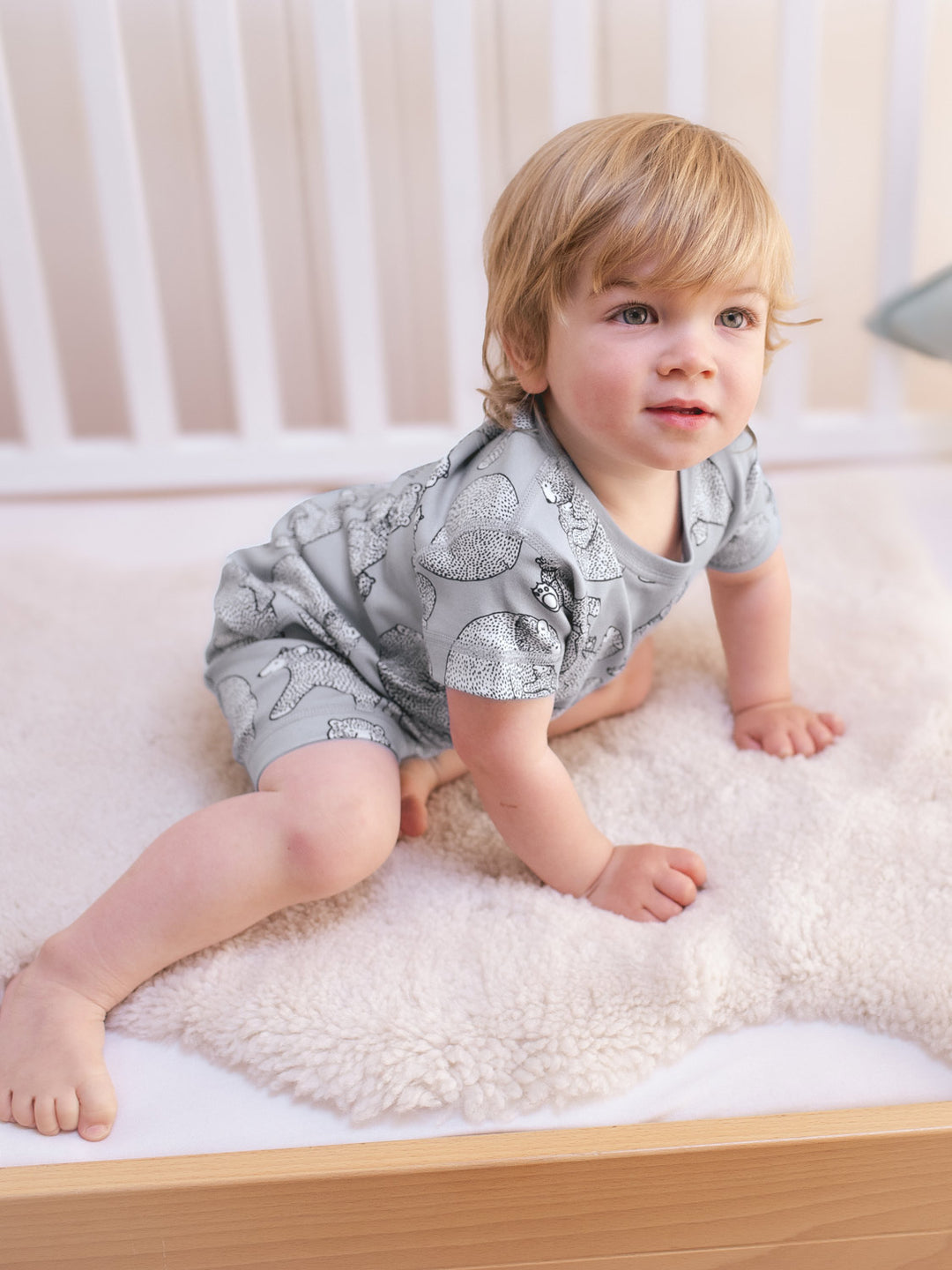 organic cotton kids pyjama PJ close #colour_bearhugs-cloud-grey