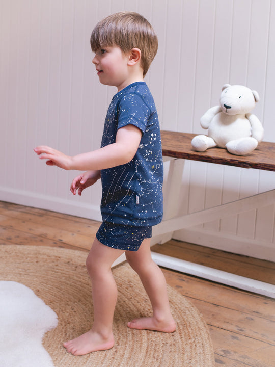 organic cotton kids shortie pyjama PJ side #colour_superstar