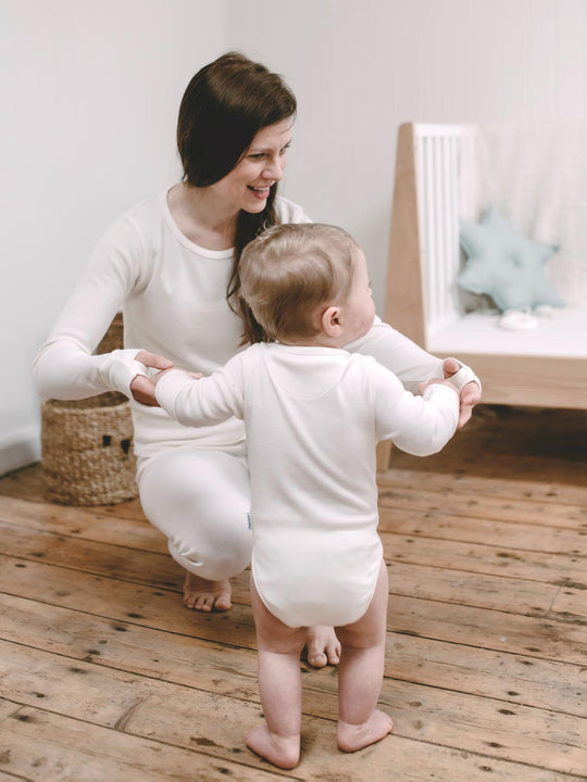 Baby Merino Bodysuit Superlove Merino White back #colour_pure-ivory