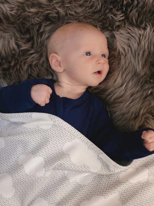 Merino baby wrap blanket grey cloud detail #colour_silver-linings