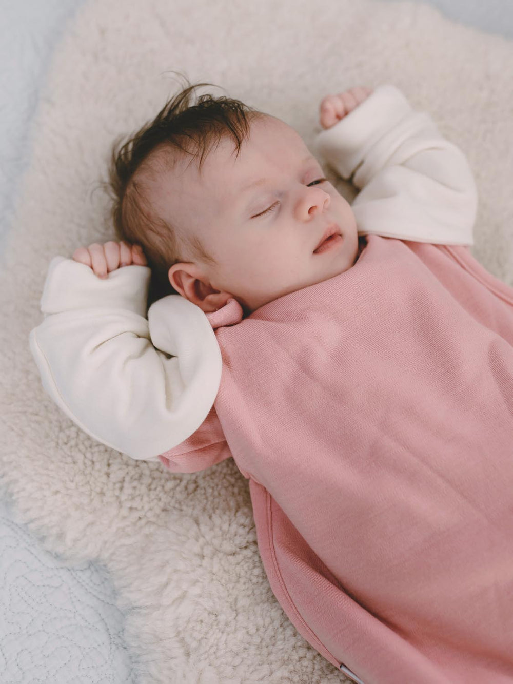 merino baby sleeping bag arms ivory front  #colour_pure-ivory