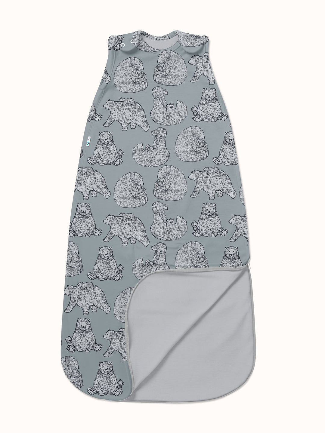 Merino baby sleeping bag grey bear #colour_bearhugs-cloud