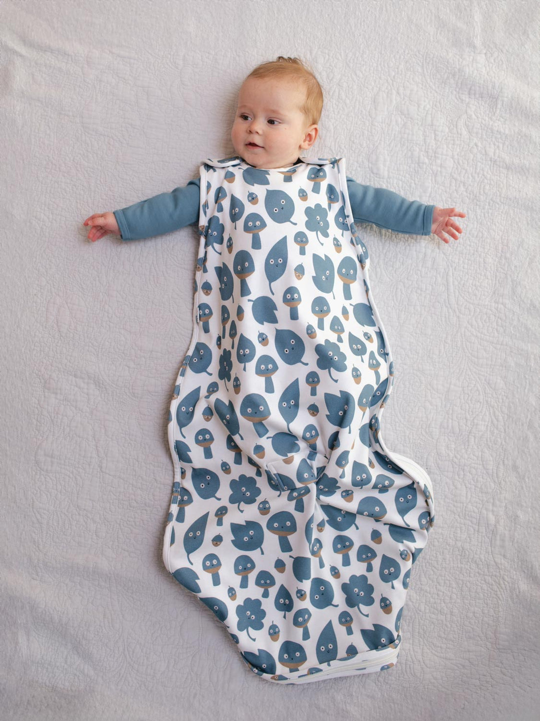 Merino baby sleeping bag mushroom toadstool woodland print full #colour_woodfolk
