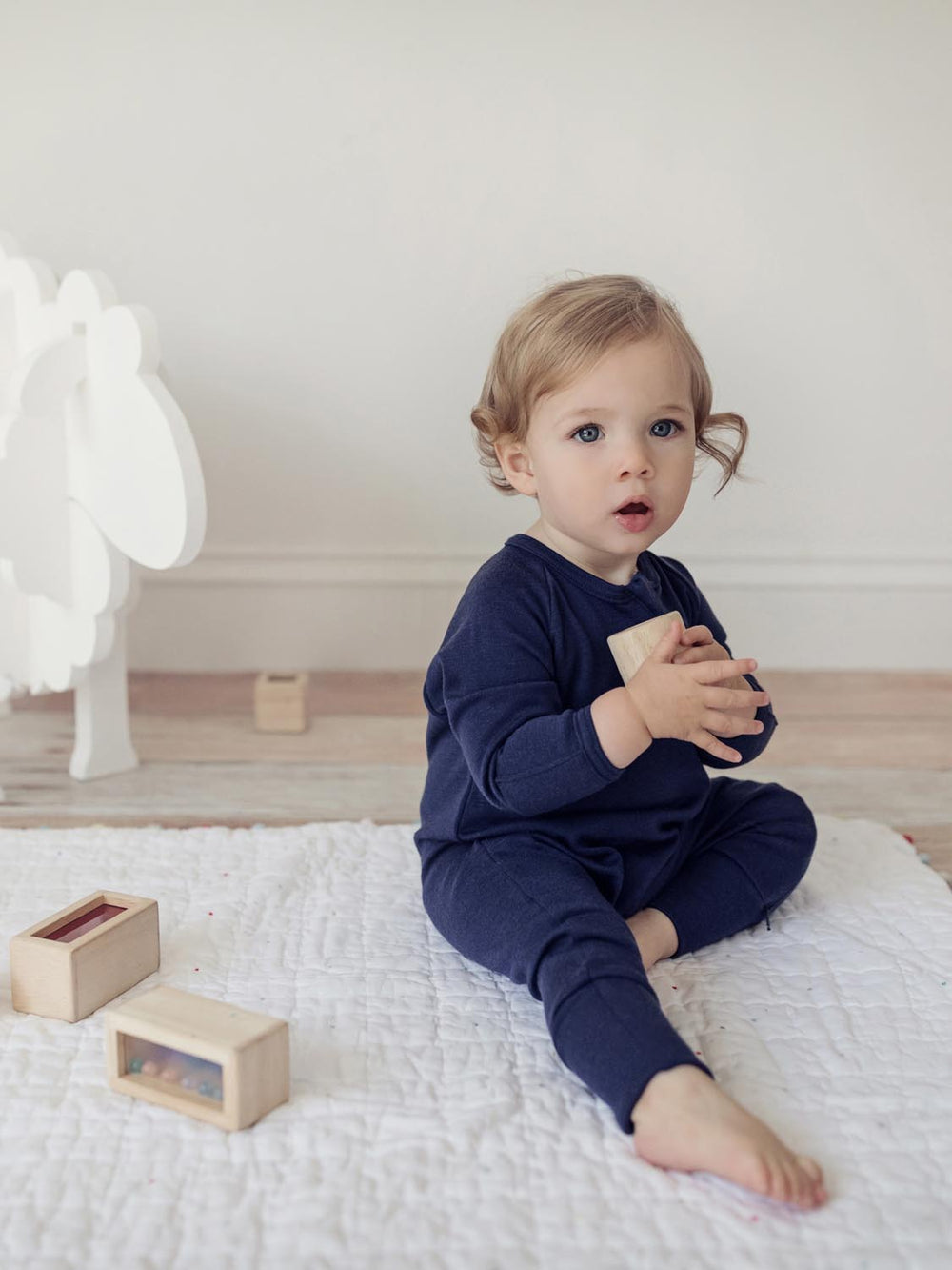 merino baby sleepsuit detail  #colour_french-navy