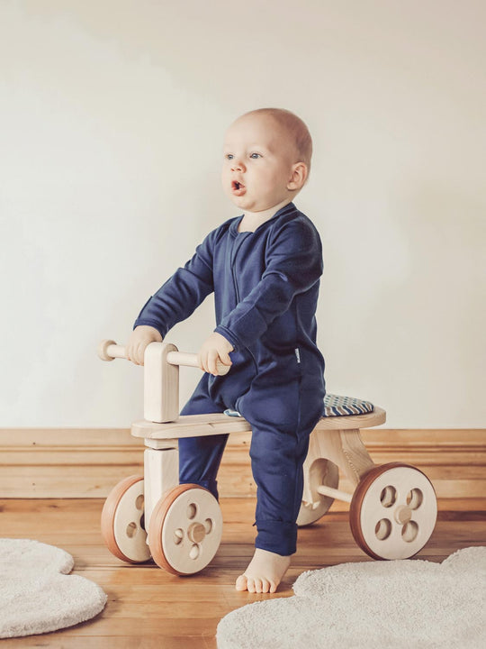 merino baby sleepsuit navy side #colour_french-navy