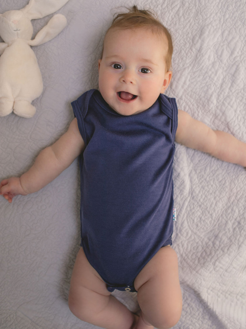 Merino baby vest navy front #colour_french-navy