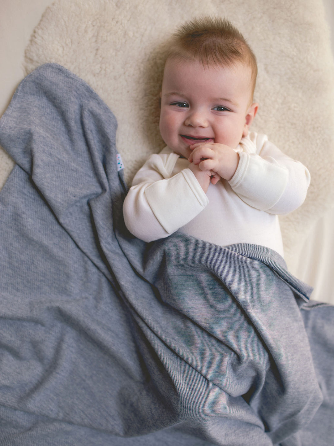 merino baby swaddle blanket wrap navy superlove #colour_french-navy-melange