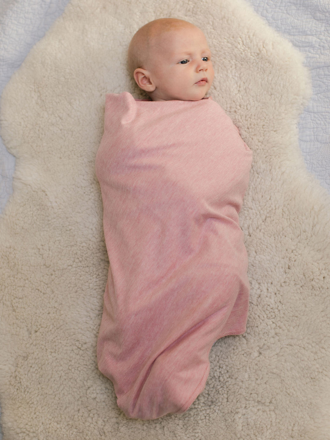 merino baby swaddle blanket pink superlove front #colour_vintage-rose-melange