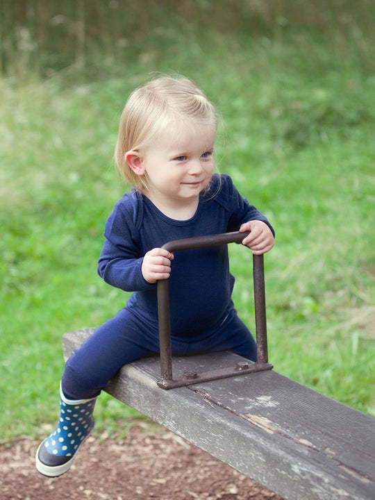baby merino thermal base layer Superlove Merino navy toddler #colour_french-navy