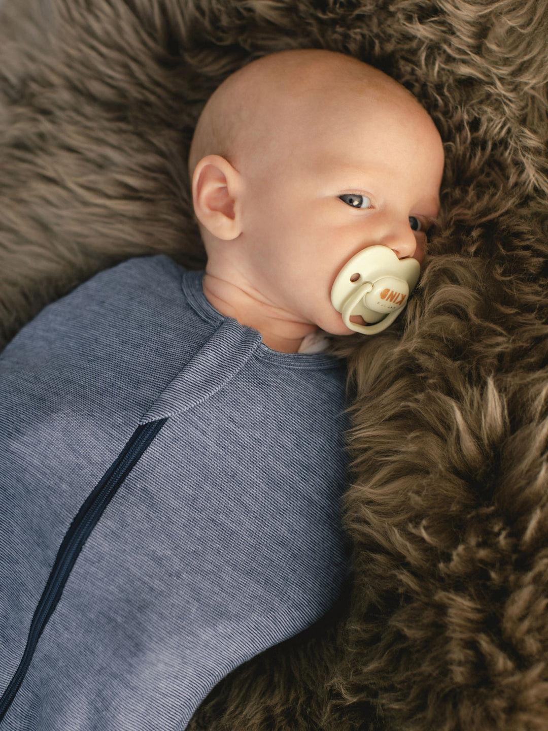 merino organic cotton baby zip swaddle superlove navy blue detail #colour_french-navy-melange