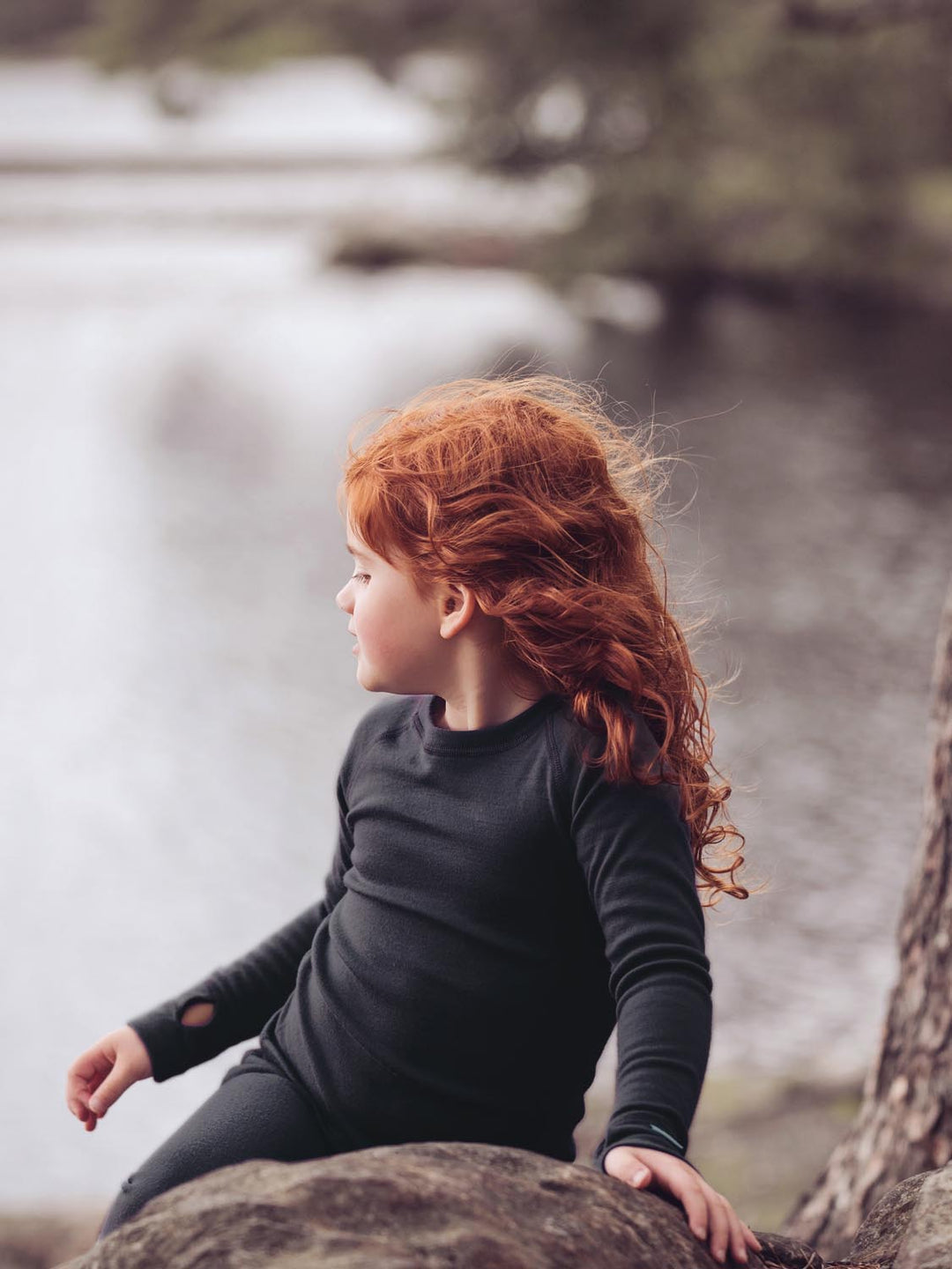 merino kids base layer thermal black top #colour_ink