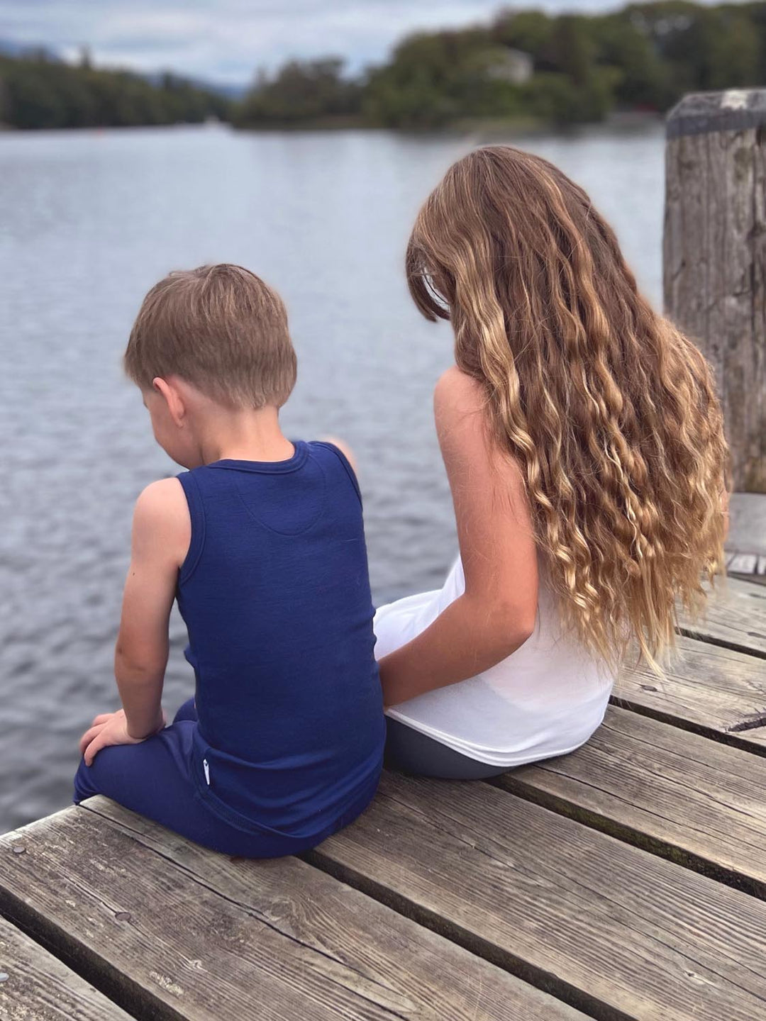 Kids Merino Vest Top Superlove Merino white navy #colour_french-navy