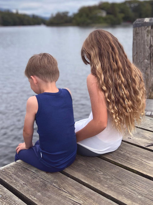 Kids Merino Vest Top Superlove Merino white navy #colour_french-navy