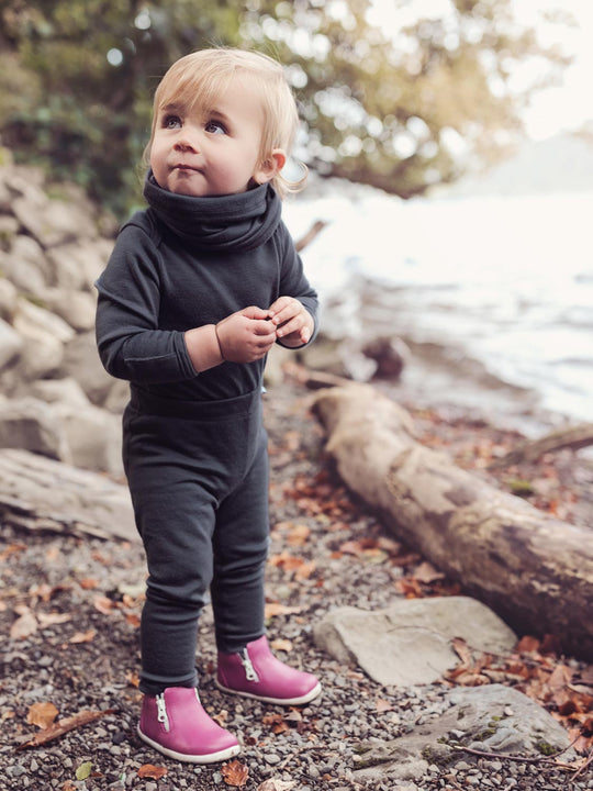 merino wool snood baby kids black scarf full #colour_ink