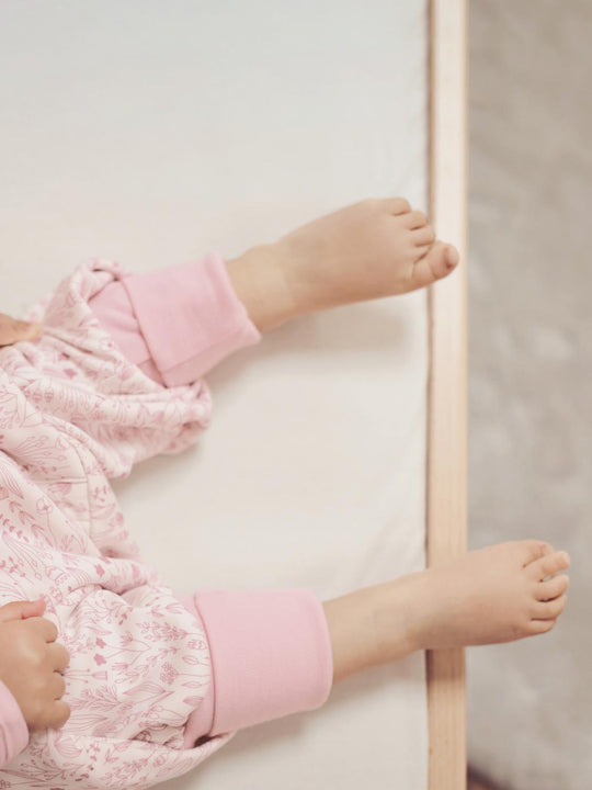 Merino toddler sleeping bag pink floral toddler  feet #colour_millefleur