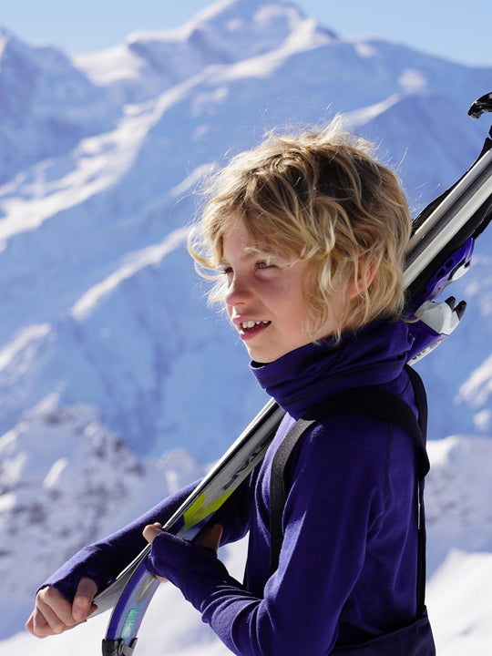 merino wool snood navy ski side #colour_french-navy