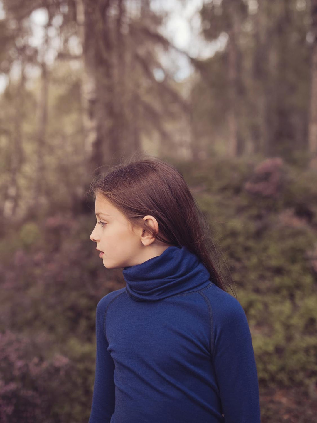 merino wool snood kids side detail #colour_french-navy