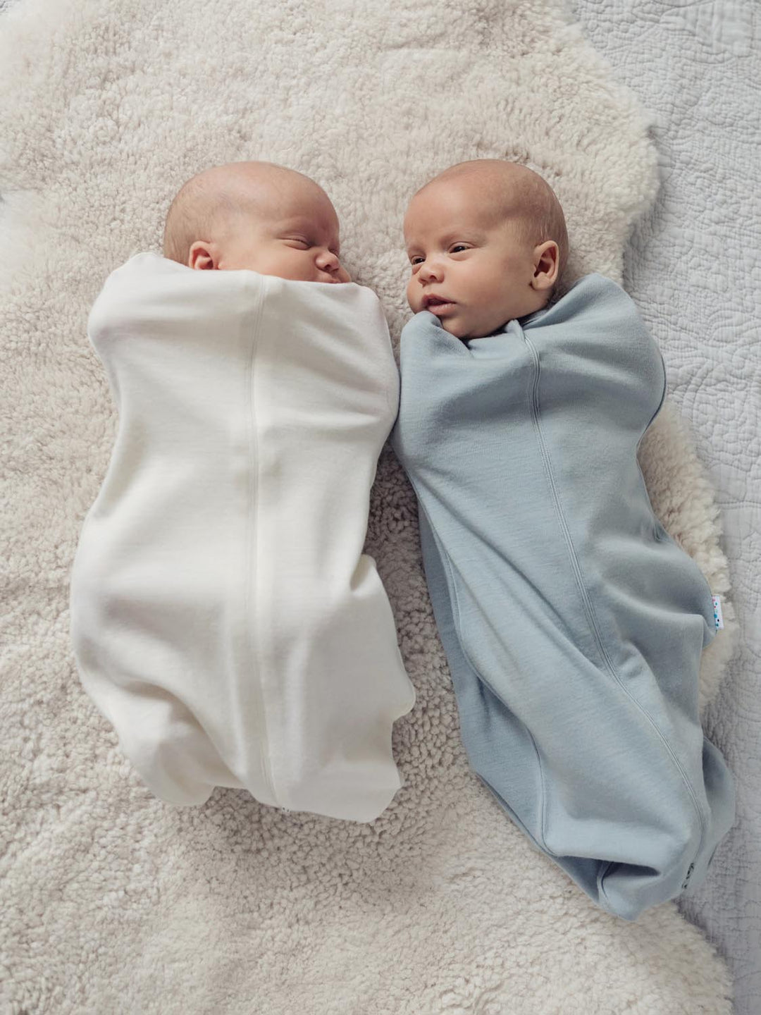 newborn baby merino zip swaddle grey ivory #colour_cloud-grey