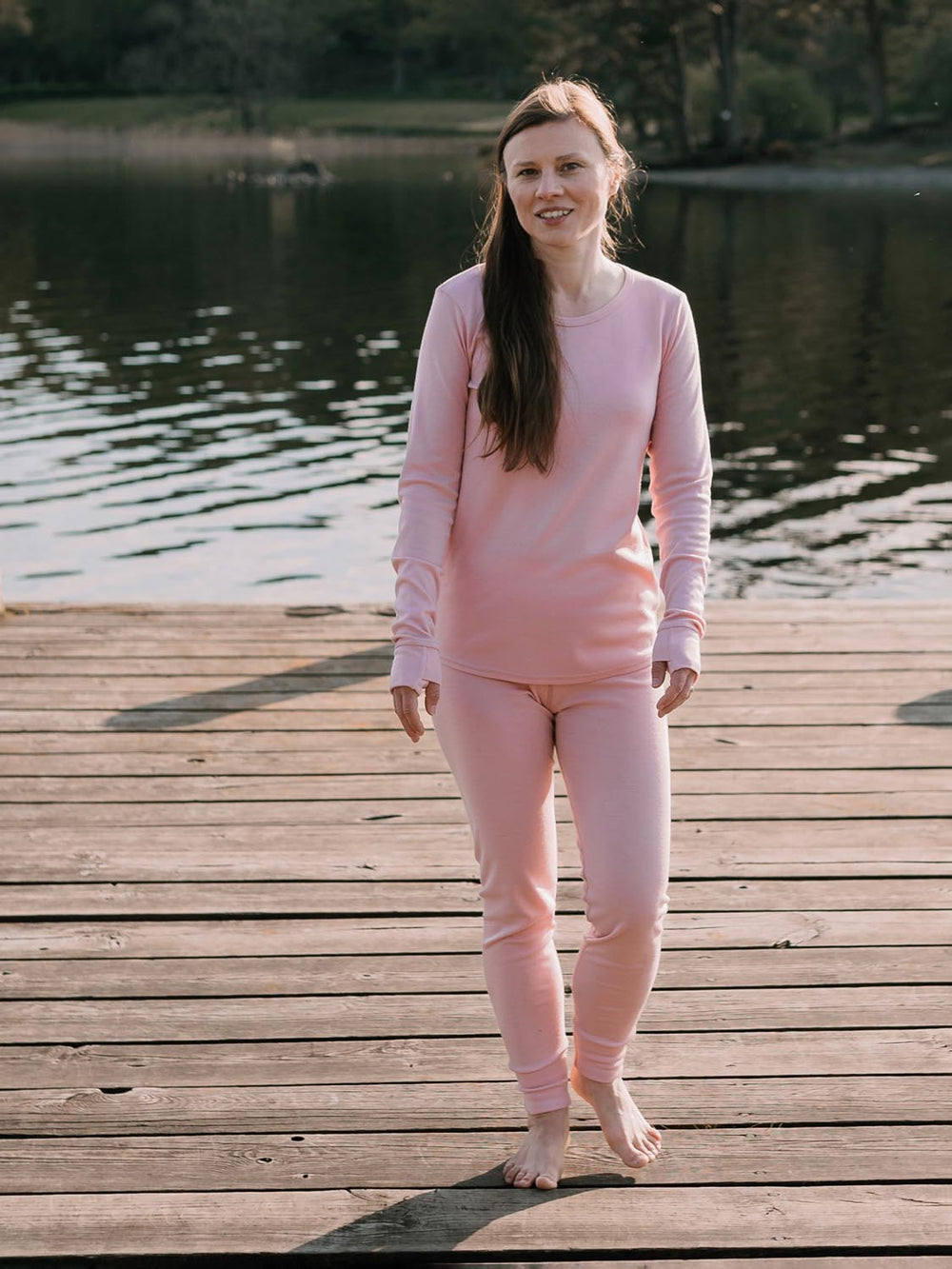 womens merino thermal base layer superlove merino pink front #colour_vintage-rose