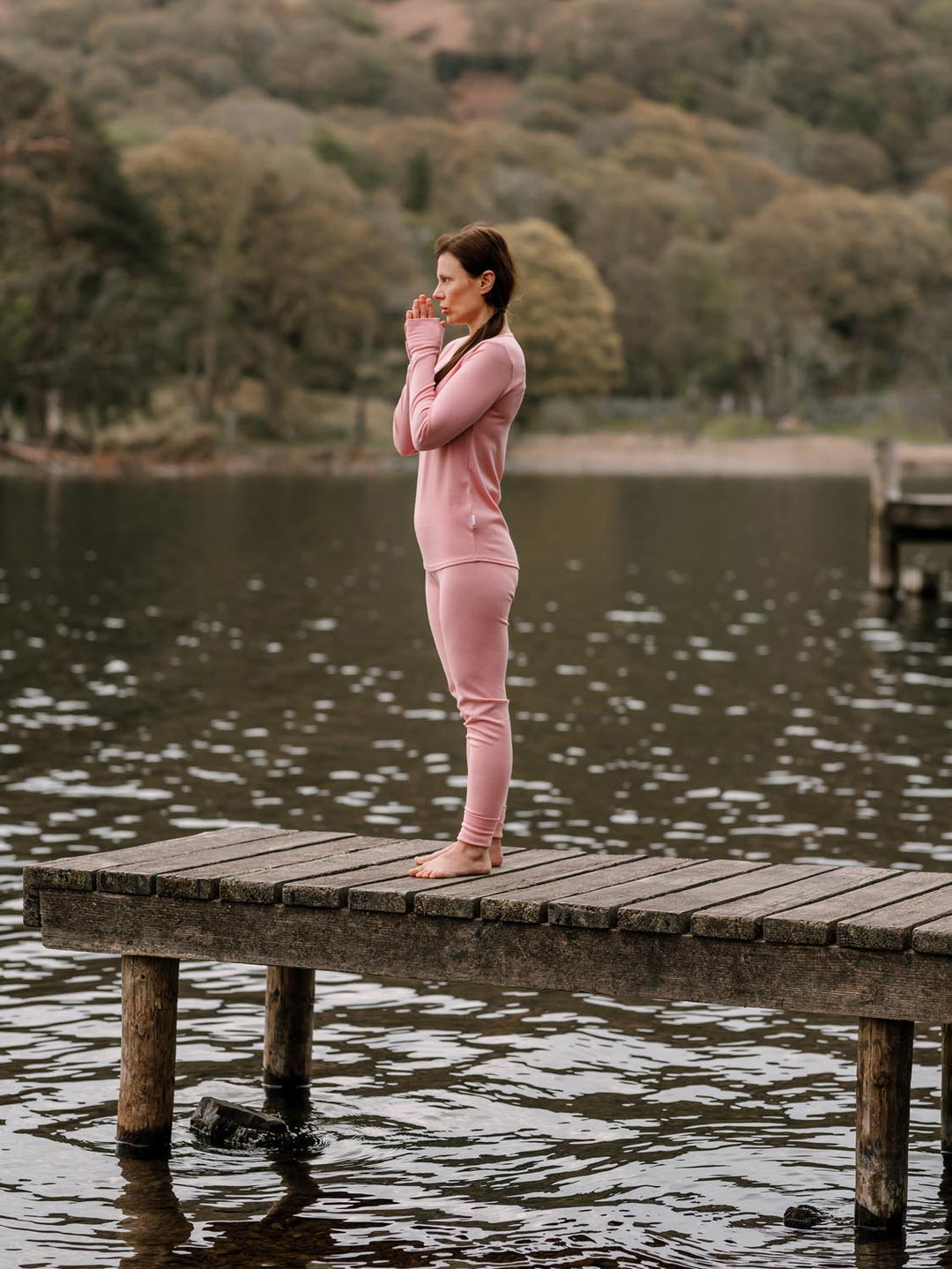 womens merino thermal base layer superlove merino  pink side #colour_vintage-rose