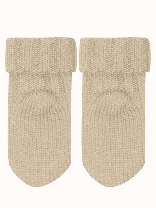 Baby Merino wool sock booties bottom by falke #colour_sand-melange