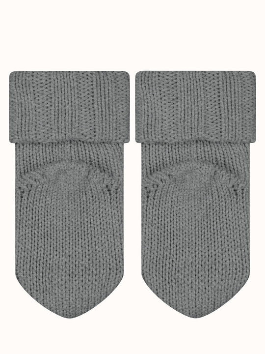 Baby Merino wool sock booties bottom by falke #colour_light-grey-melange