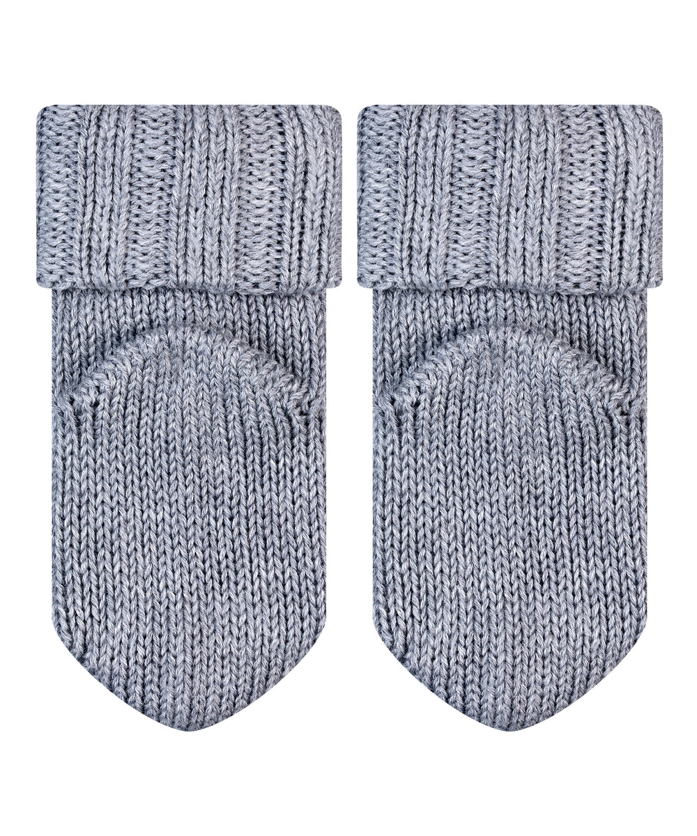 Baby Merino wool sock booties rear view by falke #colour_light-grey-melange