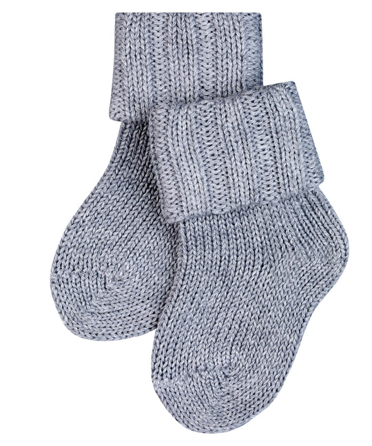 Baby Merino wool sock booties by falke #colour_light-grey-melange